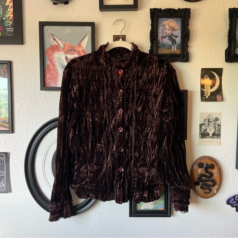 vintage 90s whimsigoth velvet cardigan